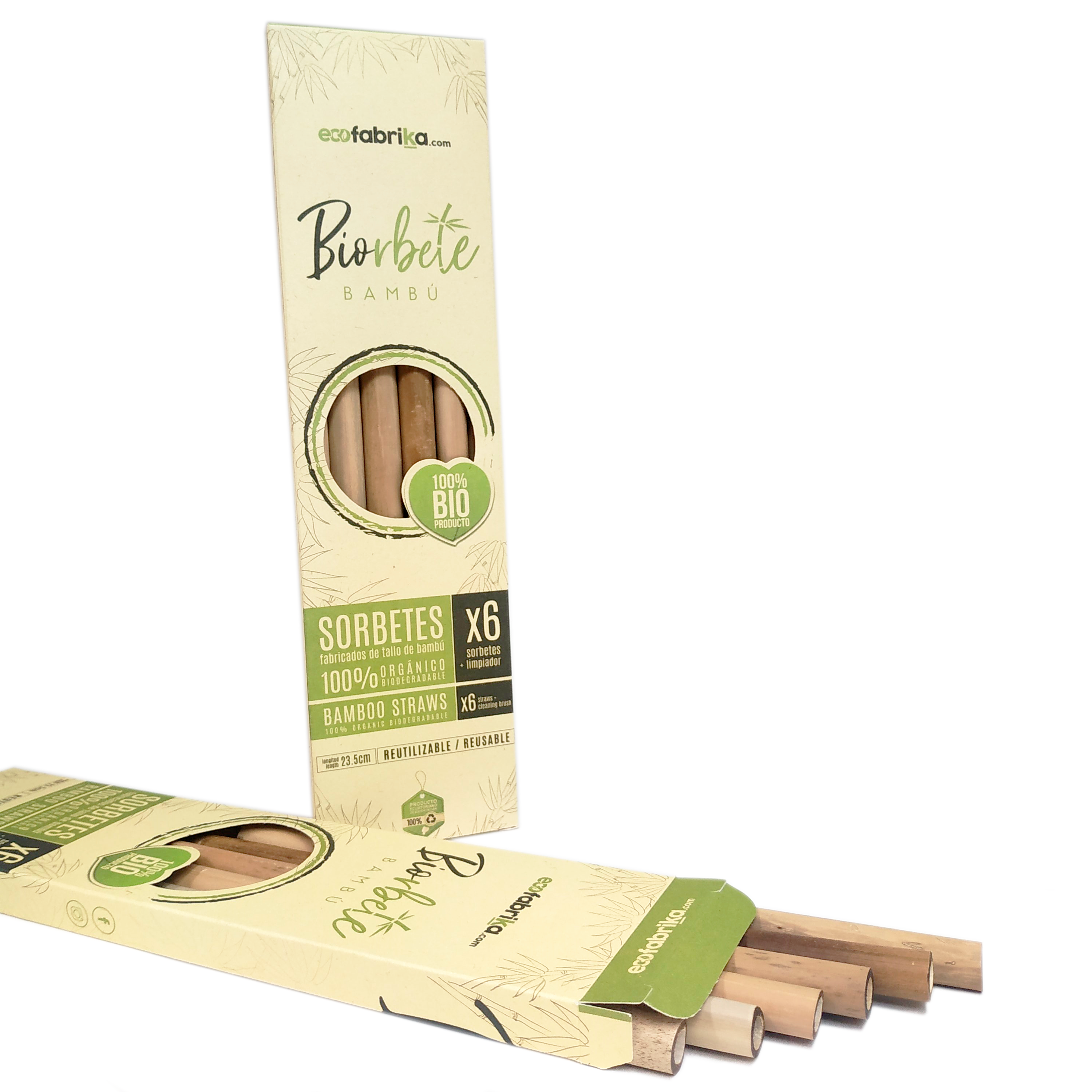 Caja de sorbetes de bambú 23.5 cm x6 Caja de sorbetes de bambú 23.5 cm x6